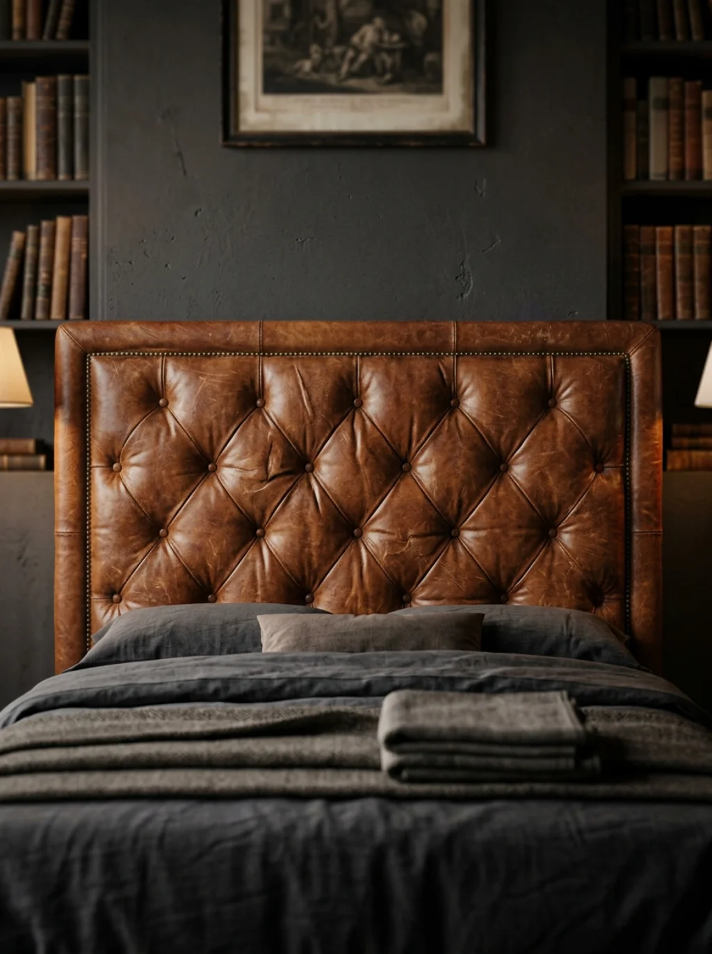 Leather Headboards Whisper Old Study Elegance Into a Modern Sleep Space
