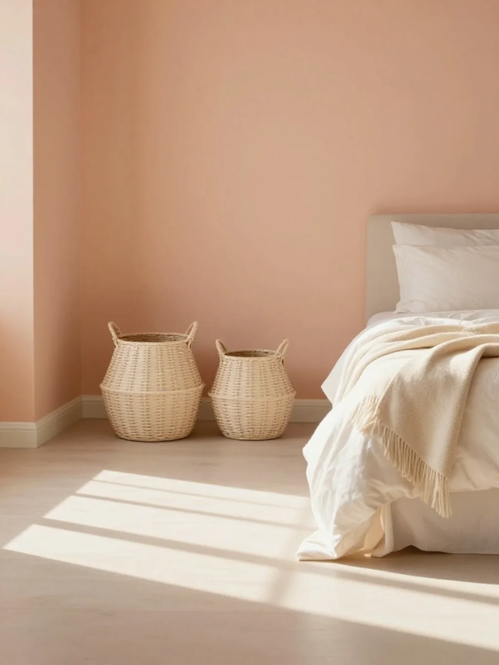 This Peach and Ivory Duo Softens a Bedroom Without Losing Warmth