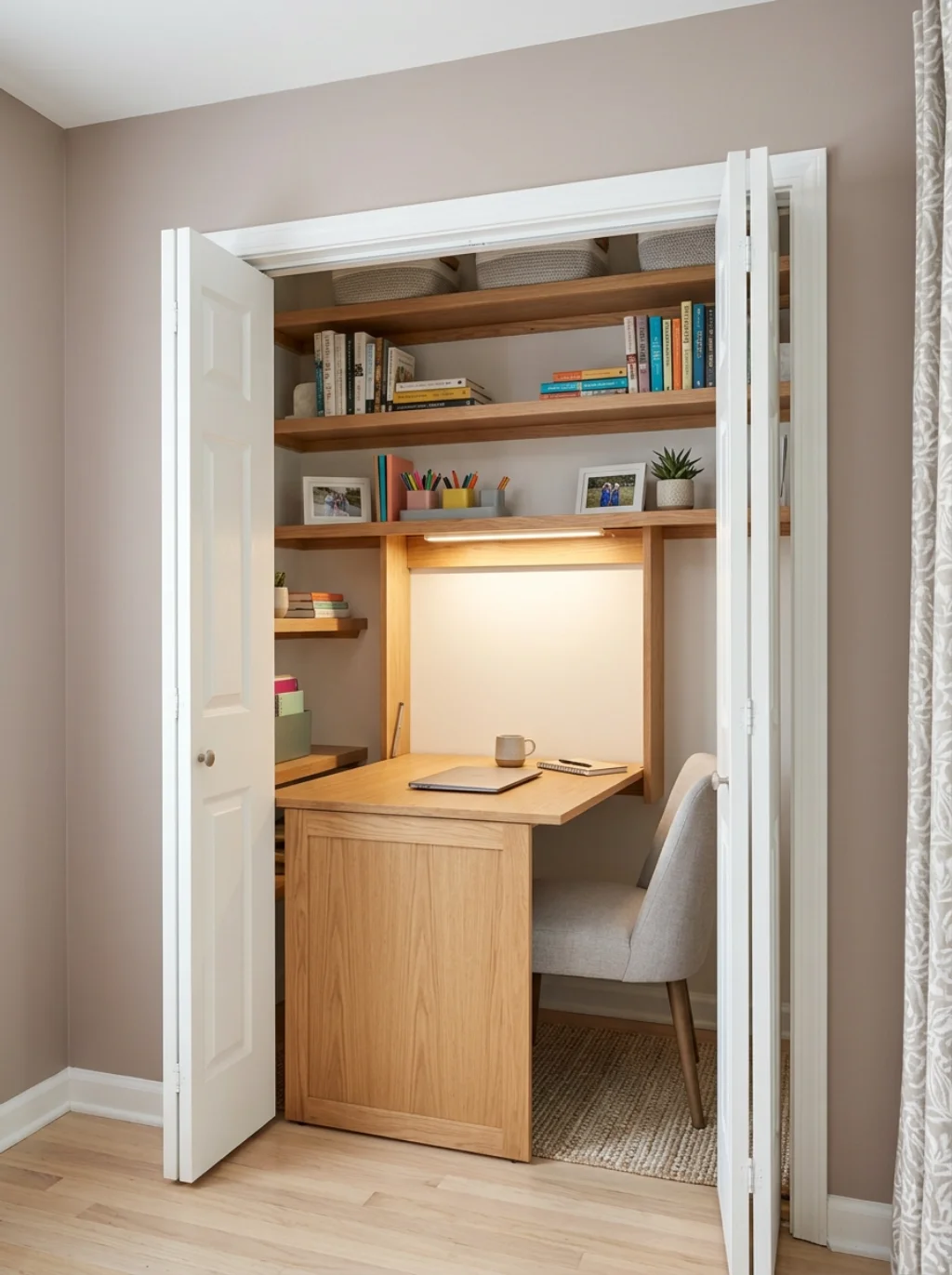 Closet Conversion Tricks Squeeze a Full Office Into Forgotten Space