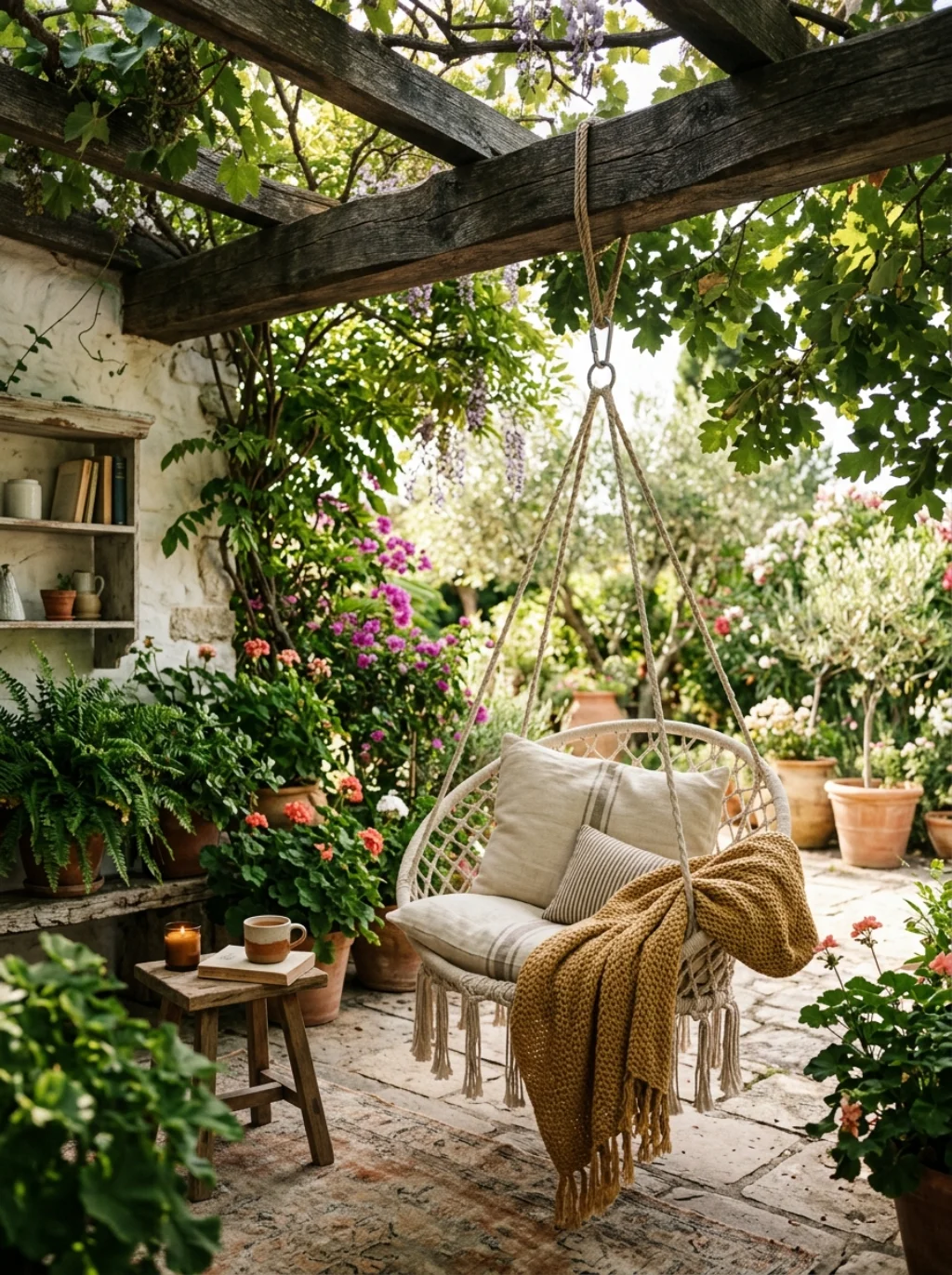 Hanging Chairs Bring Playful Charm to Small Outdoor Corners