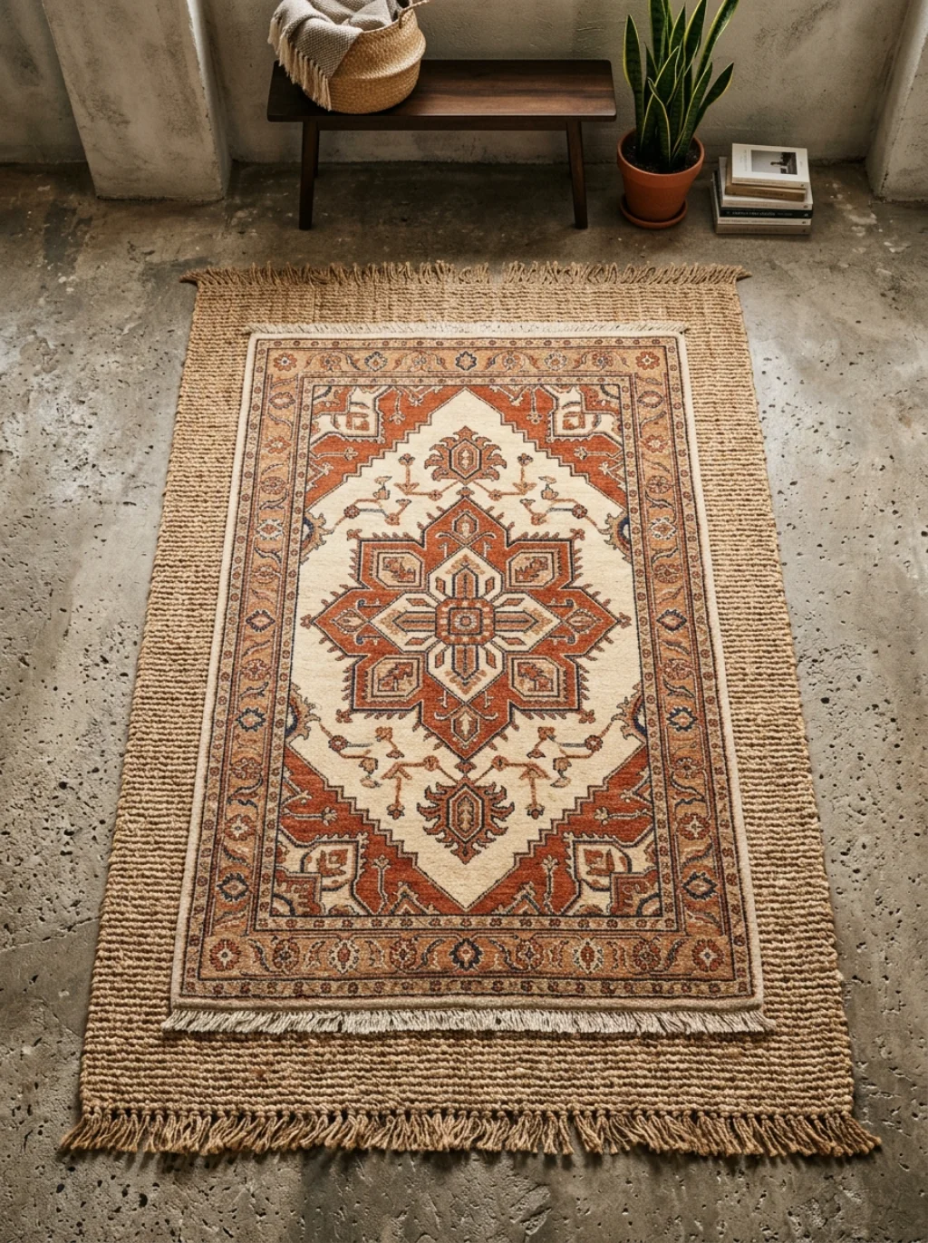 Layered Rugs Trick Bare Concrete Into Feeling Like Hardwood