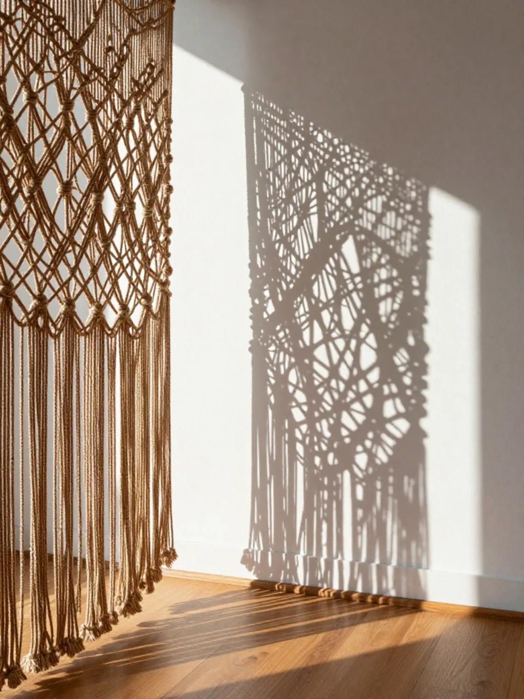 Macrame Curtain Panels That Turn Filtered Light Into Living Sculpture