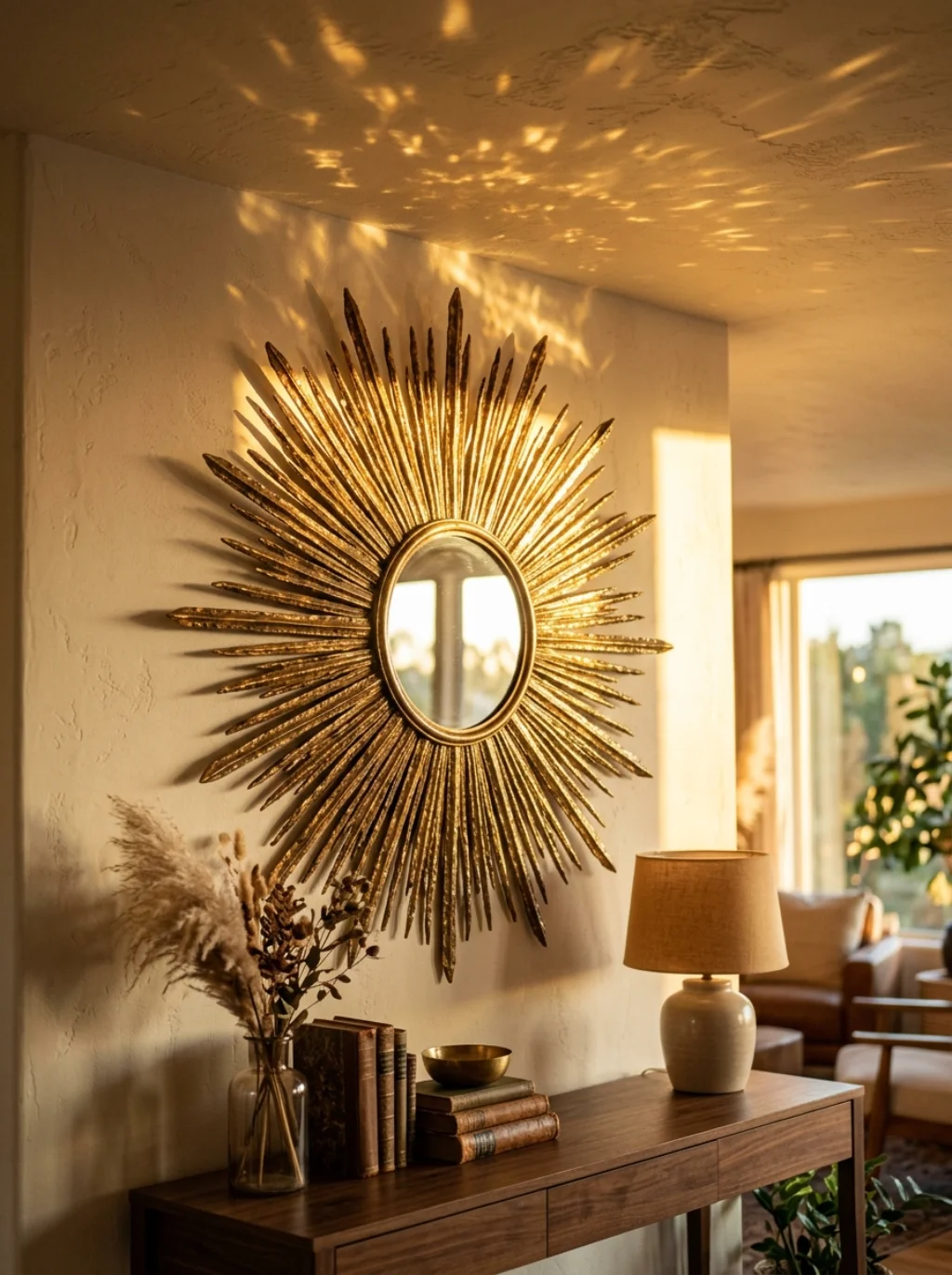 Sunburst Mirrors Trick Small Living Rooms Into Feeling Twice The Size