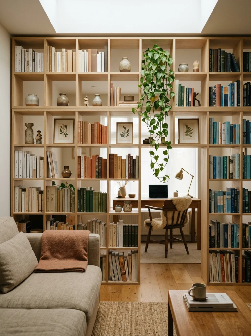 Bookcase Walls That Do Double Duty as Divider and Storage Powerhouse
