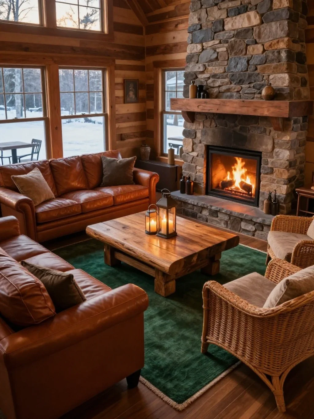 Furniture Choices That Anchor a Winter Cabin Living Room in Total Comfort