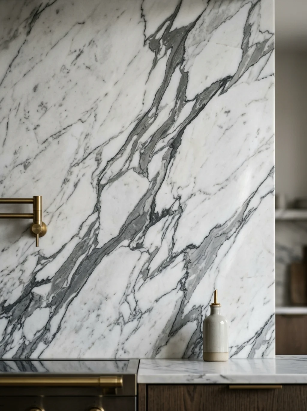 Marble Veining Climbs the Wall Like Frozen Lightning