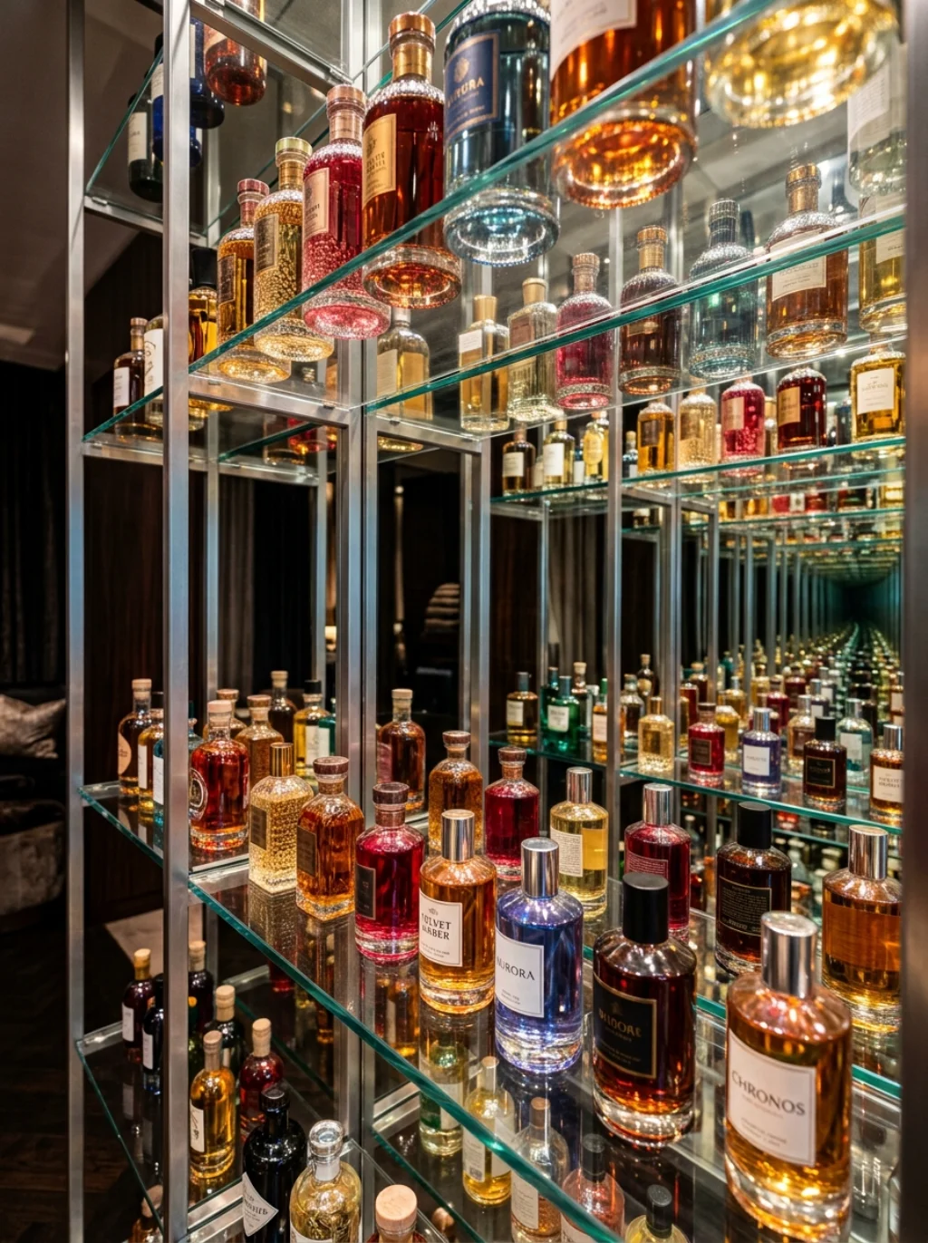 Mirrored Backing Doubles Every Bottle Into a Dazzling Illusion