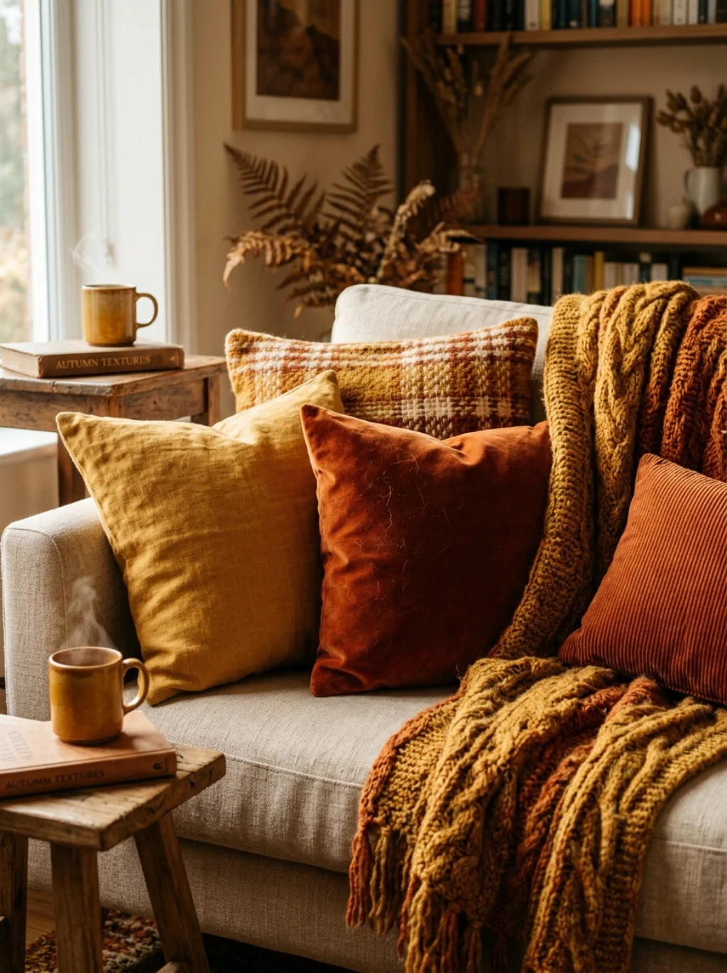 Mustard And Burnt Orange Bring Warmth Without Overwhelming A Rental Wall