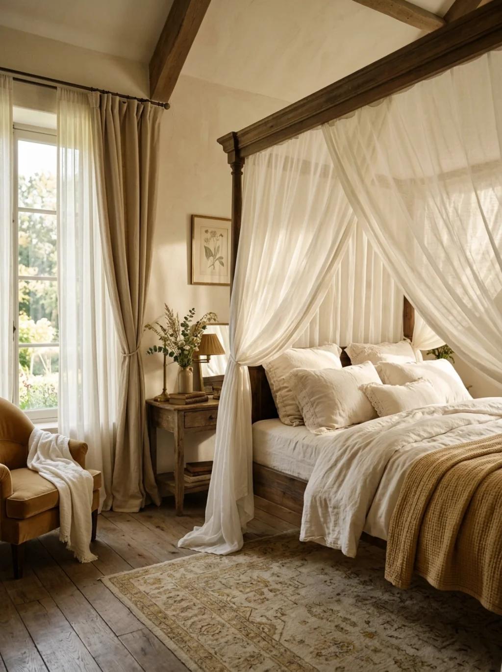 A Canopy Bed Turns an Ordinary Corner Into a Private Escape