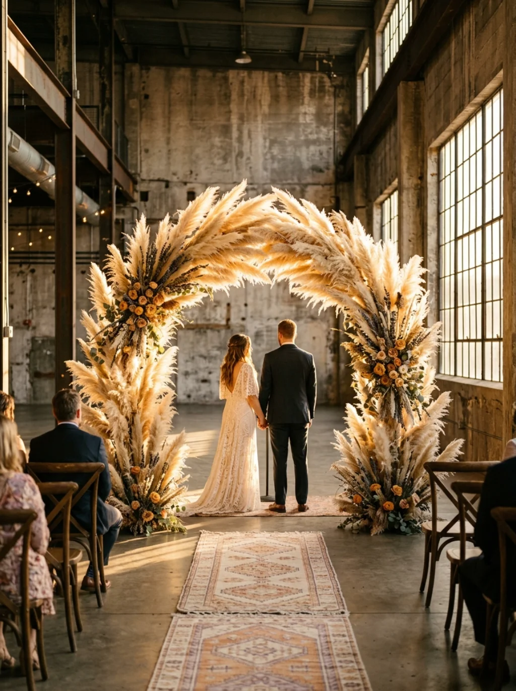 Pampas Grass Arches Carrying That Soft Golden Hour Energy Indoors