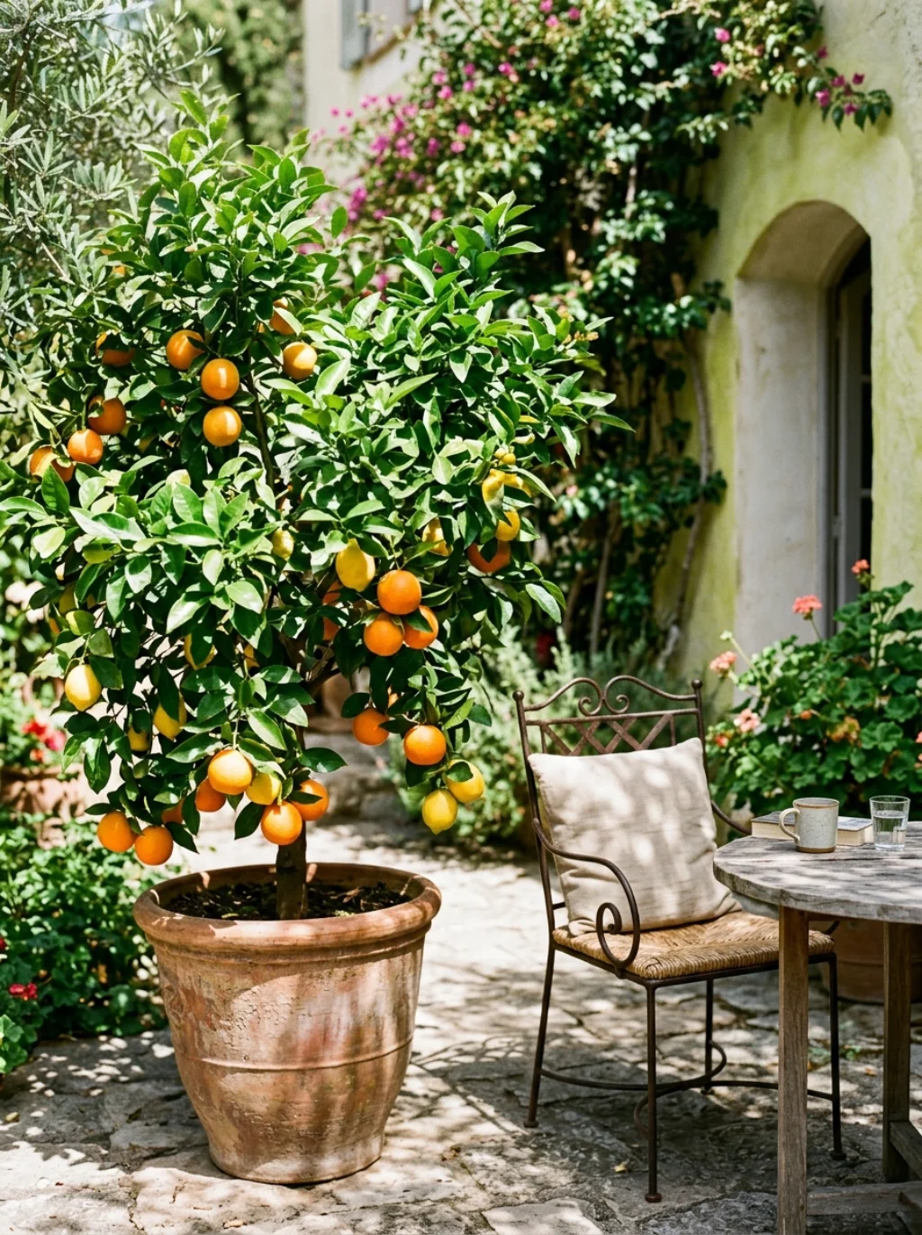 Potted Citrus Trees Add Height Where A Patio Feels Flat