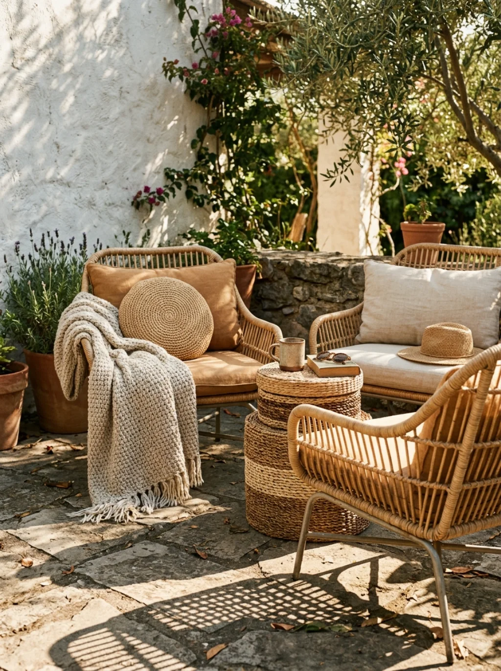 Woven Baskets And Rattan Chairs Give Every Guest A Nest To Sink Into