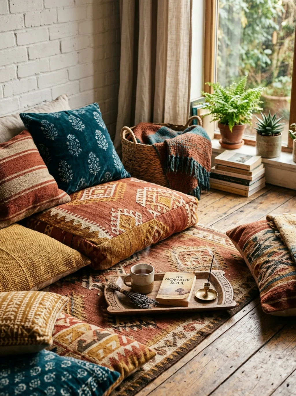 Floor Cushions Bring a Nomadic Charm Store Bought Chairs Can't Match