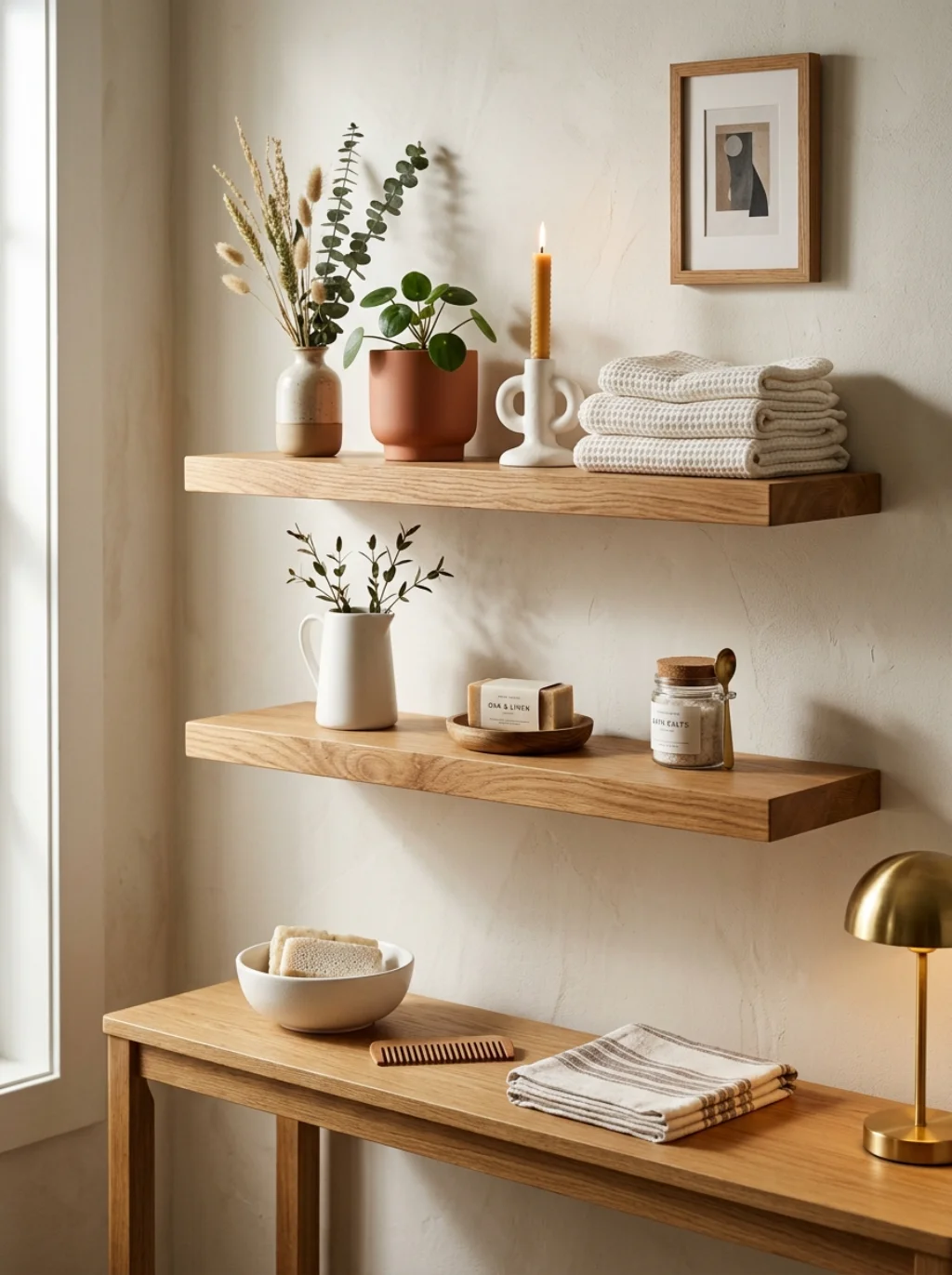 Floating Shelves Replace Bulky Dressers Without Sacrificing Style