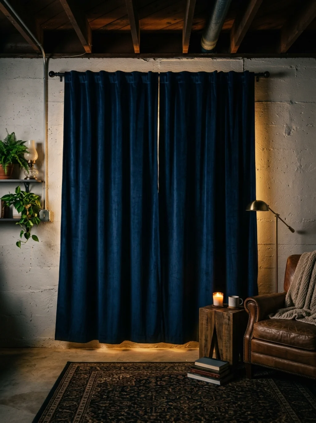 Heavy Curtains Fool the Eye Into Believing a Window Exists