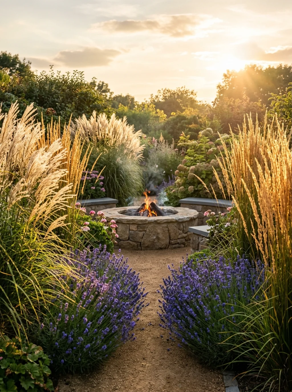 Plants and Ornamental Grasses That Soften Hard Edges Around Any Fire Feature