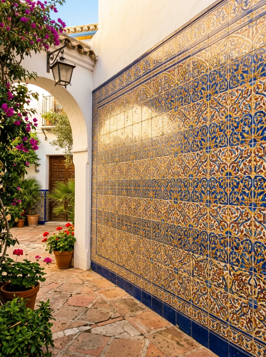 Spanish Influenced Tile That Brings a Sunlit Courtyard Indoors
