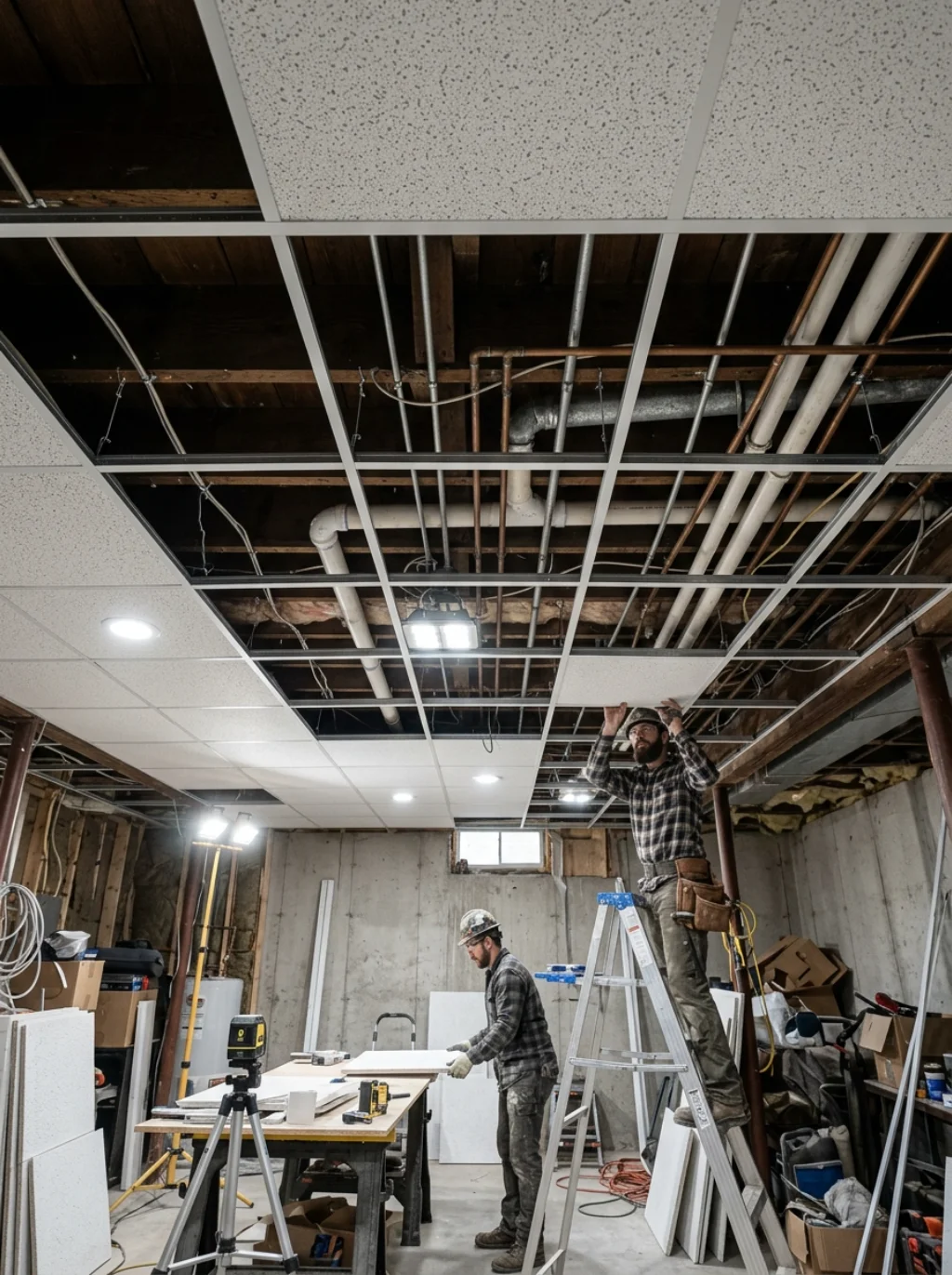 A Drop Ceiling Hides Pipes Without Draining the Entire Budget