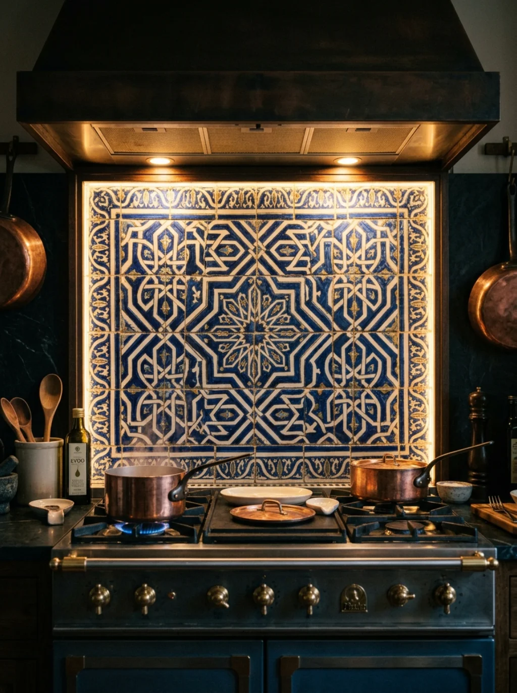 A Single Statement Tile Behind the Stove Steals Every Glance