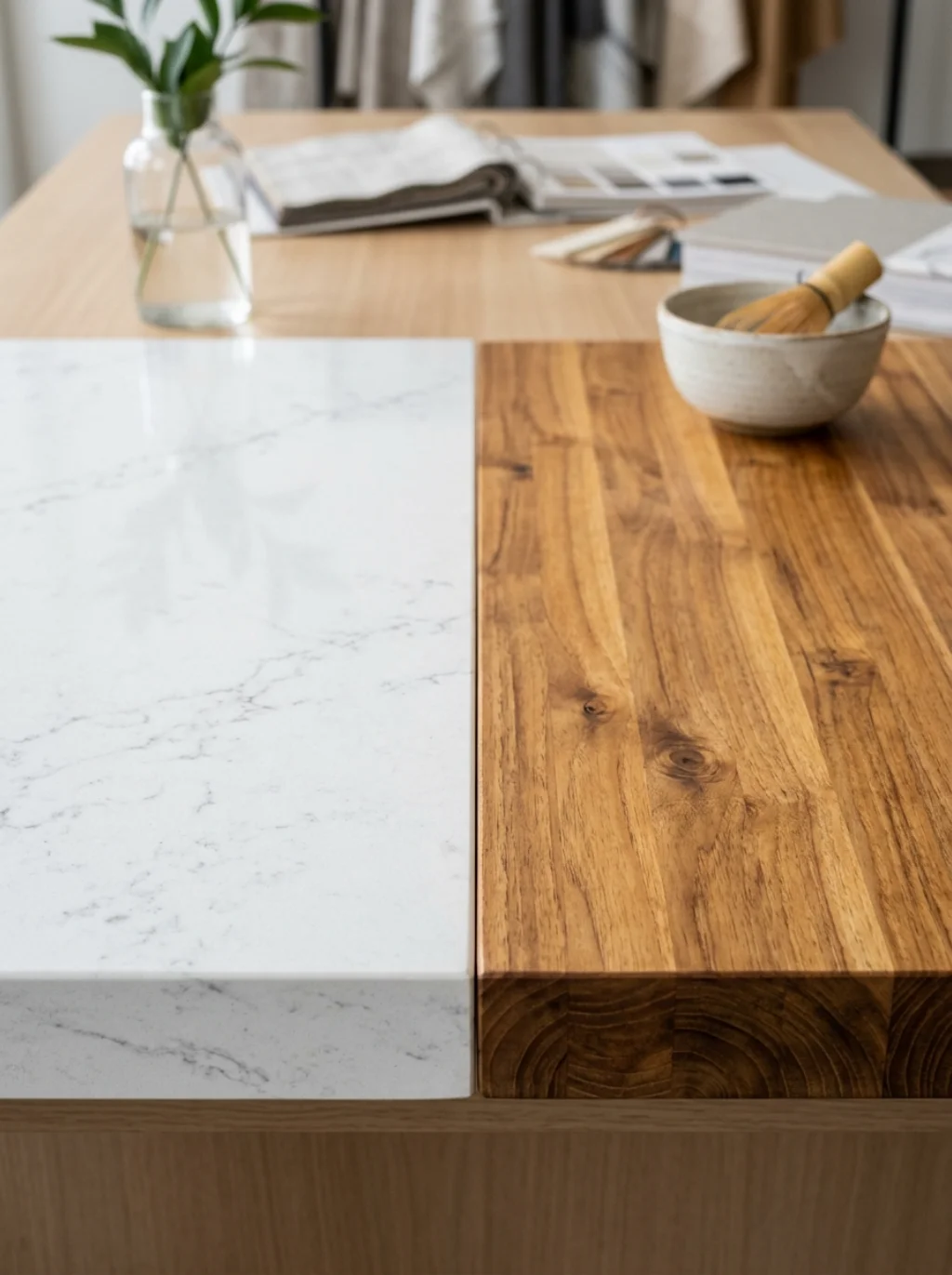 Quartz Versus Butcher Block Sparks a Debate Every Homeowner Eventually Faces