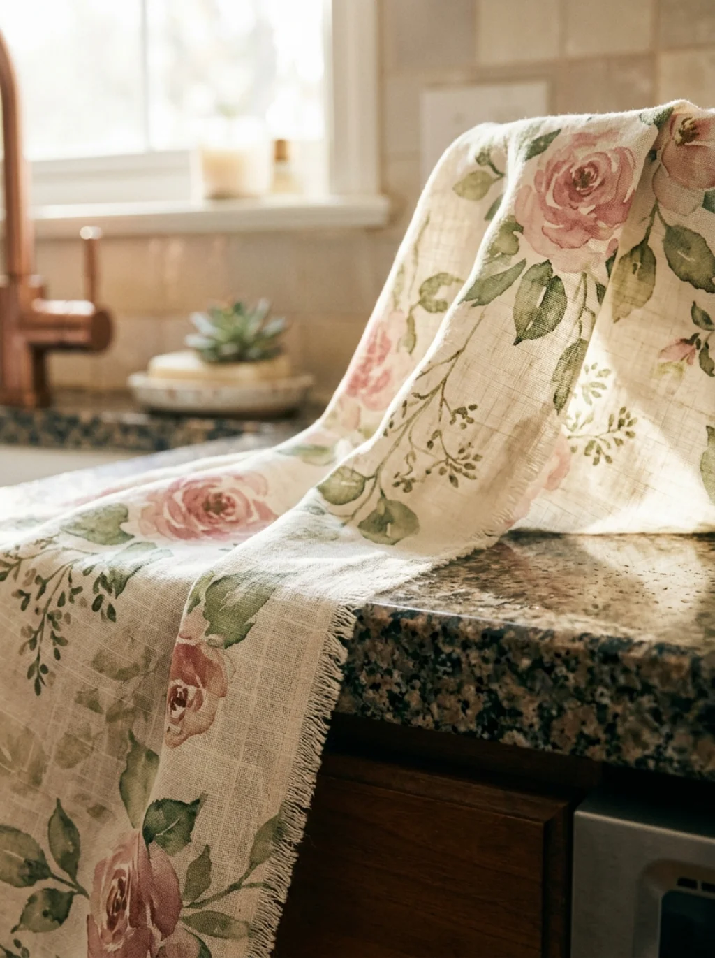 Floral Prints That Soften Hard Lines Beneath Kitchen Sinks