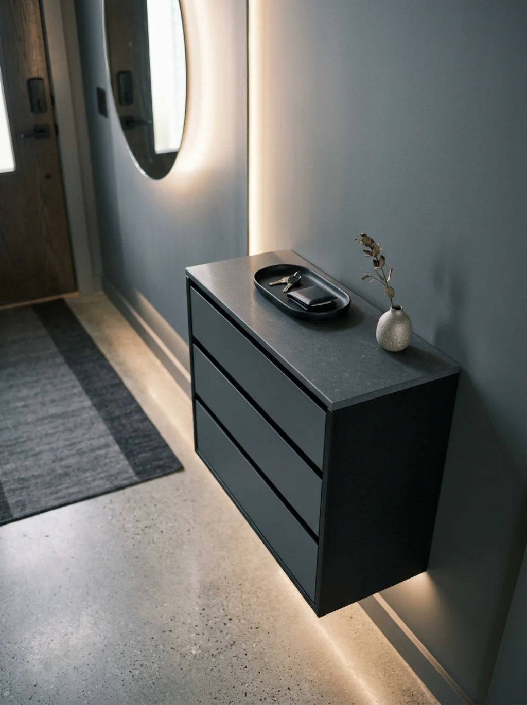 Wall Mounted Drawers Create Hidden Storage Nobody Notices