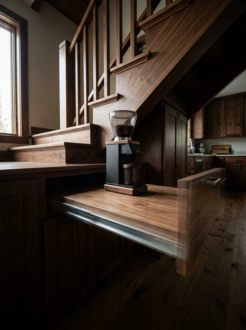 Pull Out Shelves Reveal Hidden Genius In Awkward Staircase Corners