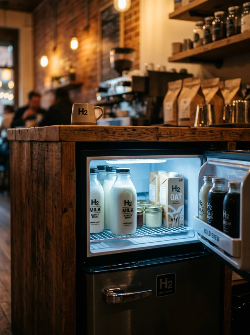 Mini Fridges Quietly Transform A Coffee Corner Into A Full Ritual
