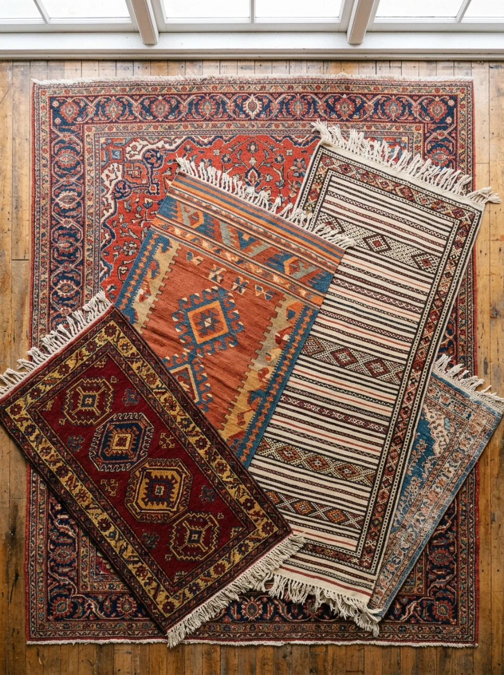 The Rug Layering Trick That Grounds an Otherwise Busy Room