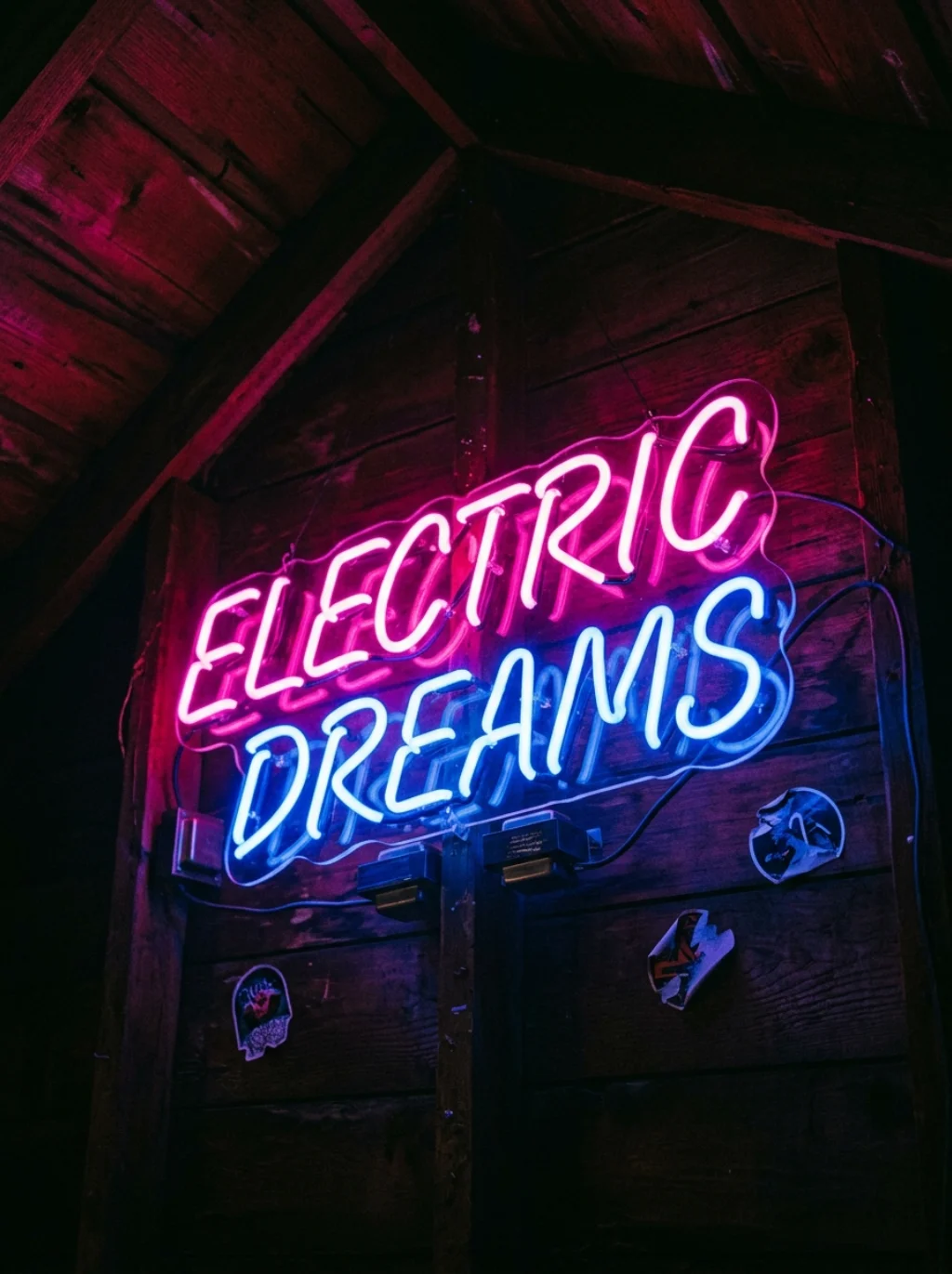 Neon Signs Add Personality To Otherwise Plain Attic Walls