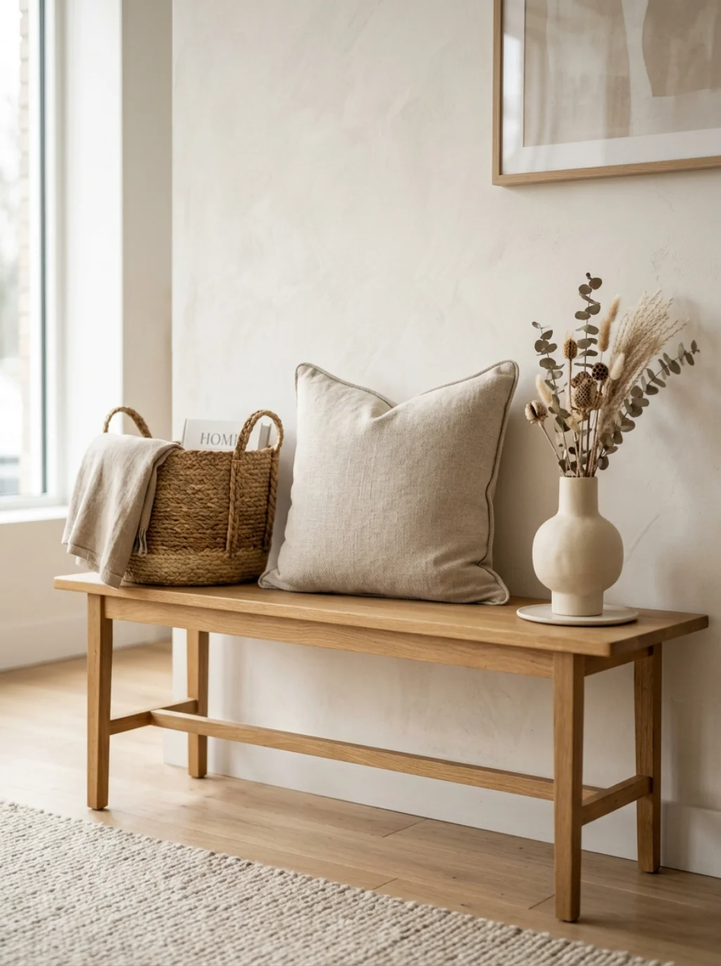 Farmhouse Bench Styling That Looks Curated In Under Ten Minutes
