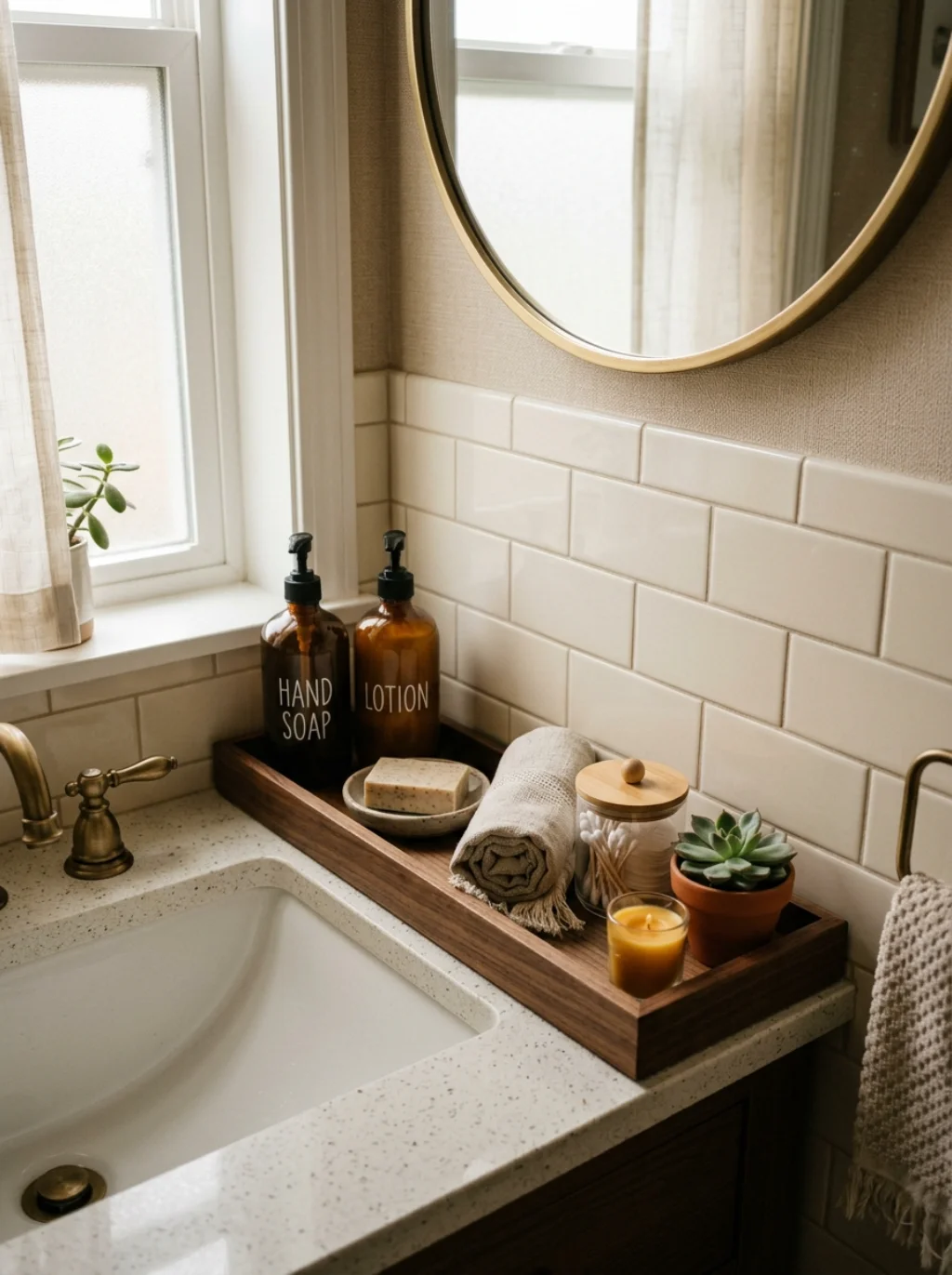 Small Trays Solve Big Problems in Cramped Guest Bathrooms