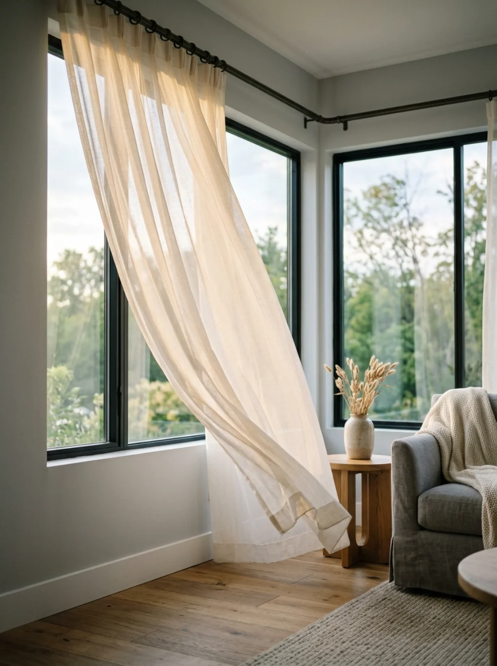 Curtains and Drapery Soften Corners That Feel Too Boxy