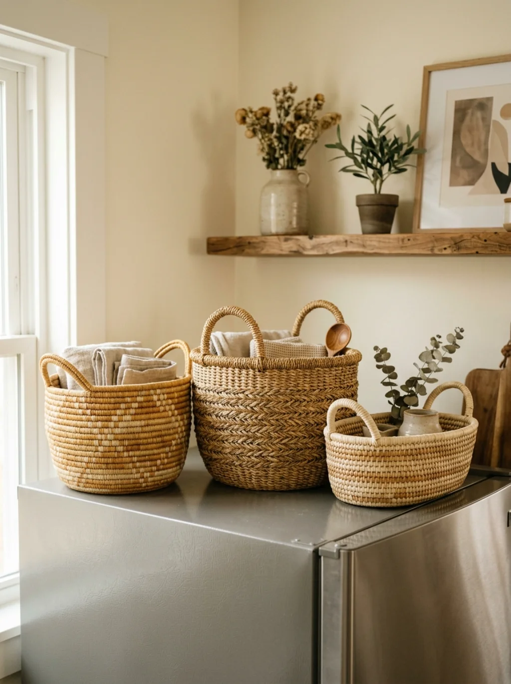 A Basket System That Hides Clutter While Looking Genuinely Curated