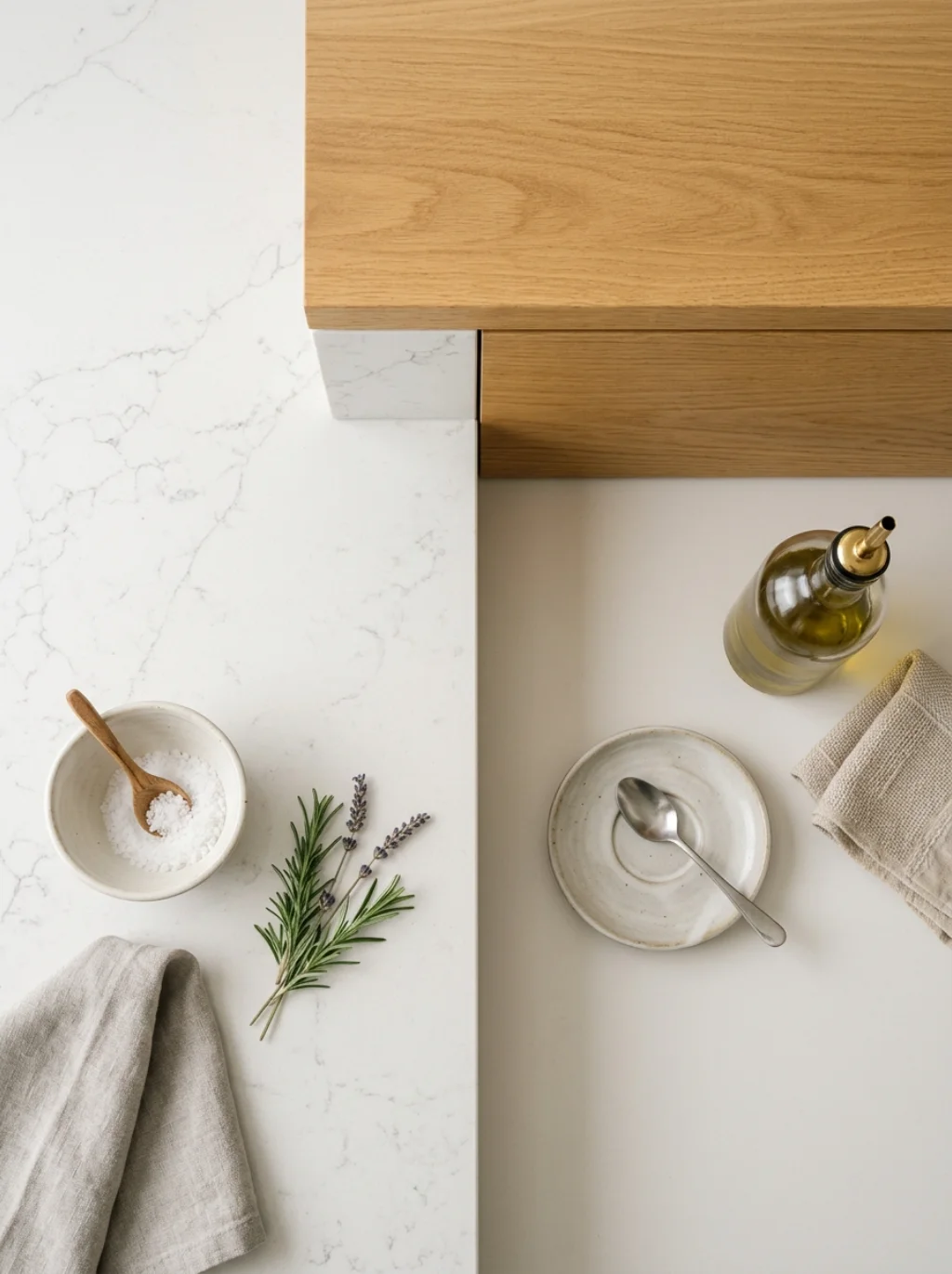 Countertops That Whisper Instead of Compete With Golden Oak