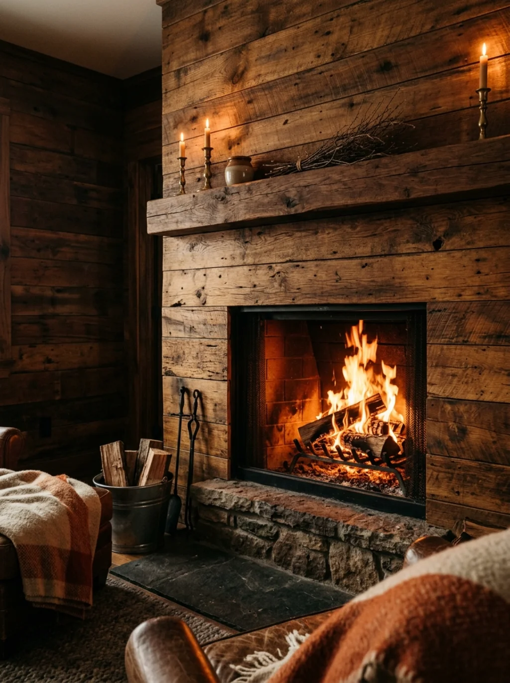 Fireplace Surrounds Get A Rustic Facelift With Simple Boards