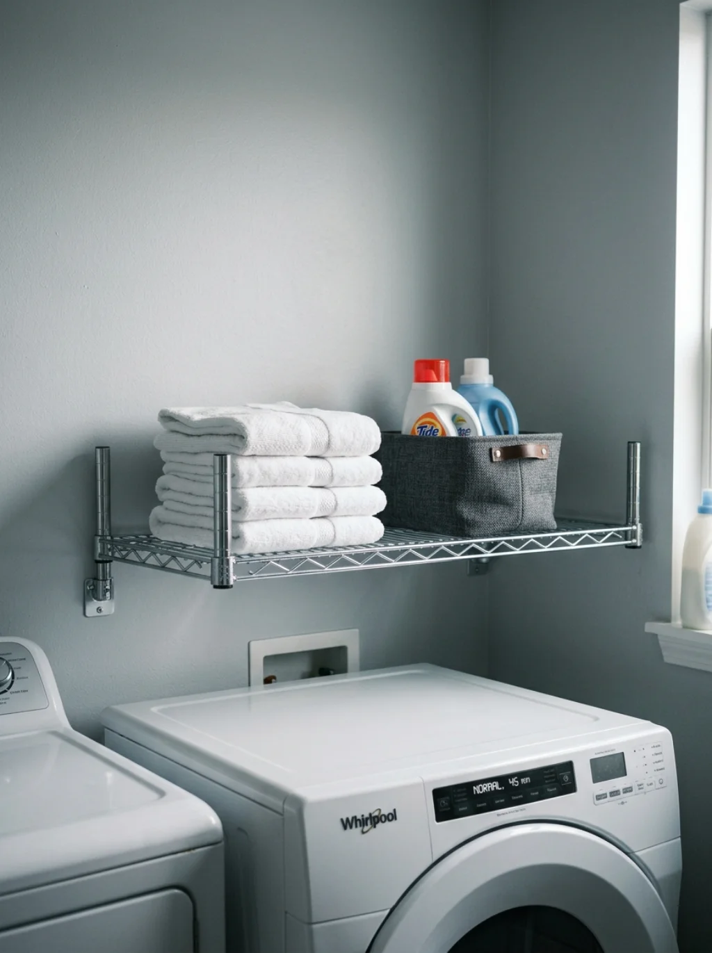 Wire Shelving Above the Dryer Solves a Problem You Didn't Know You Had