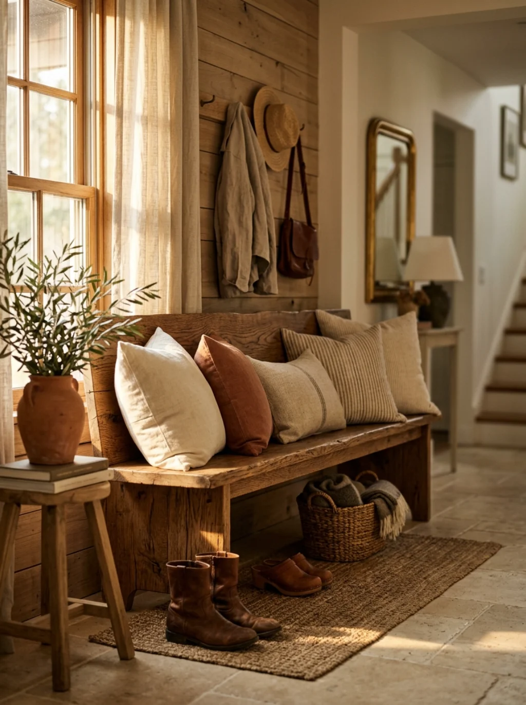 Farmhouse Entryway Bench Decor That Feels Warm From The First Step
