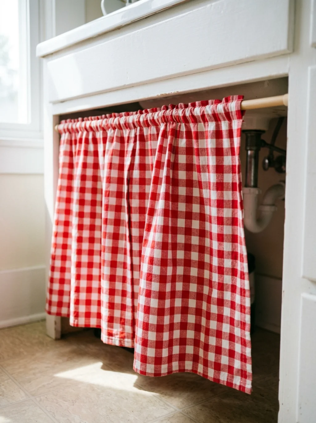Gingham Patterns That Add Playful Personality Under Every Sink