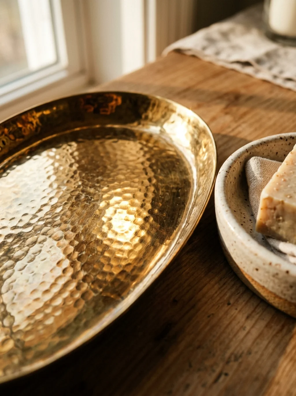 Brass Accents Give a Plain Tray Unexpected Warmth and Shine