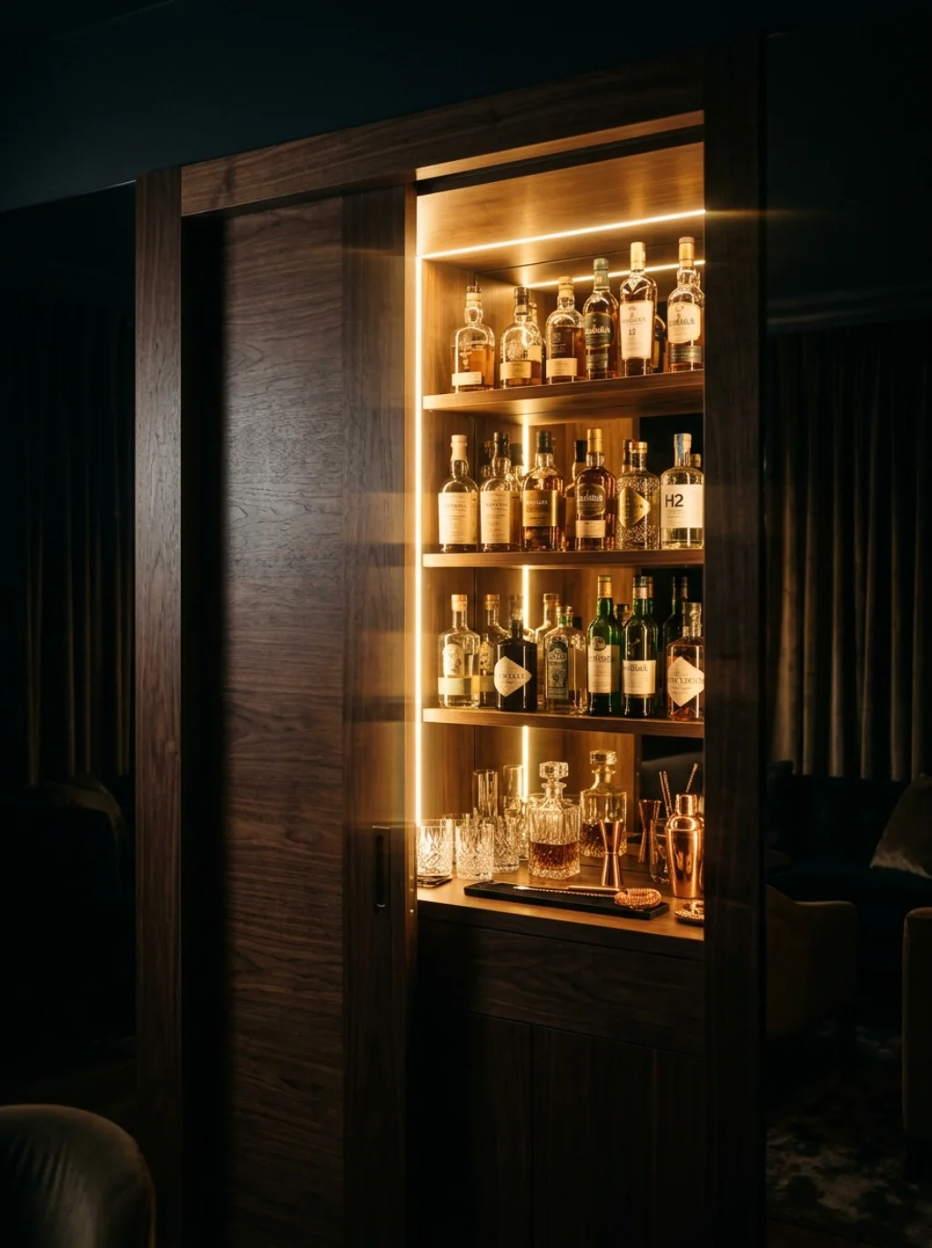 Hidden Bar Cabinets Reveal Their Secrets Only When Guests Arrive