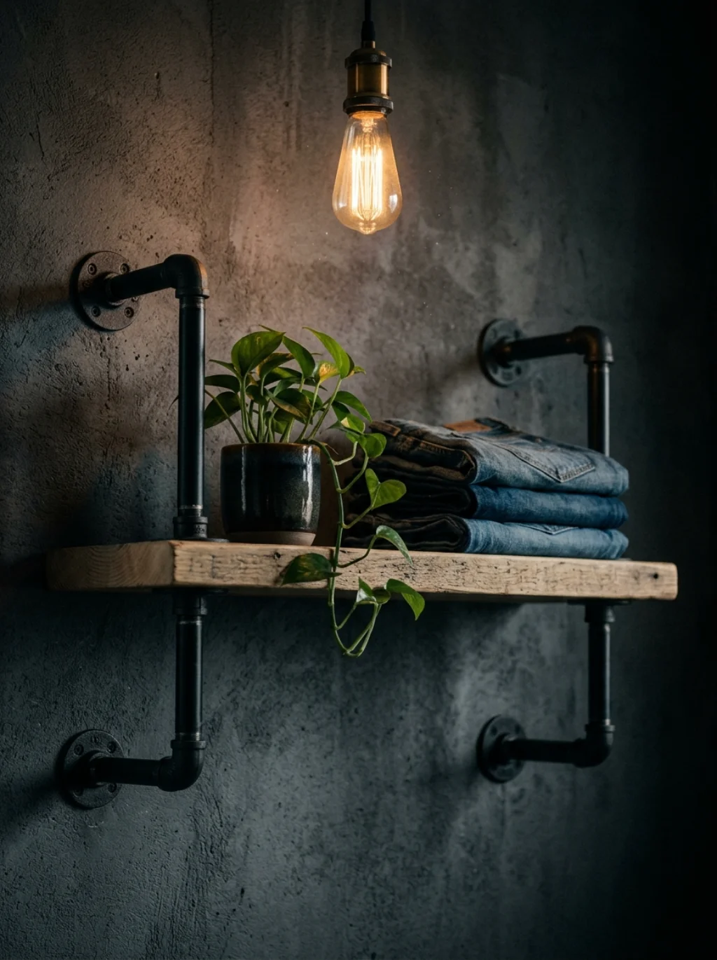 A Single Pipe Shelf Gives Industrial Laundry Rooms Instant Character