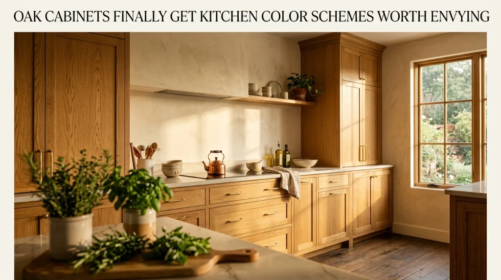 kitchen color schemes oak cabinets